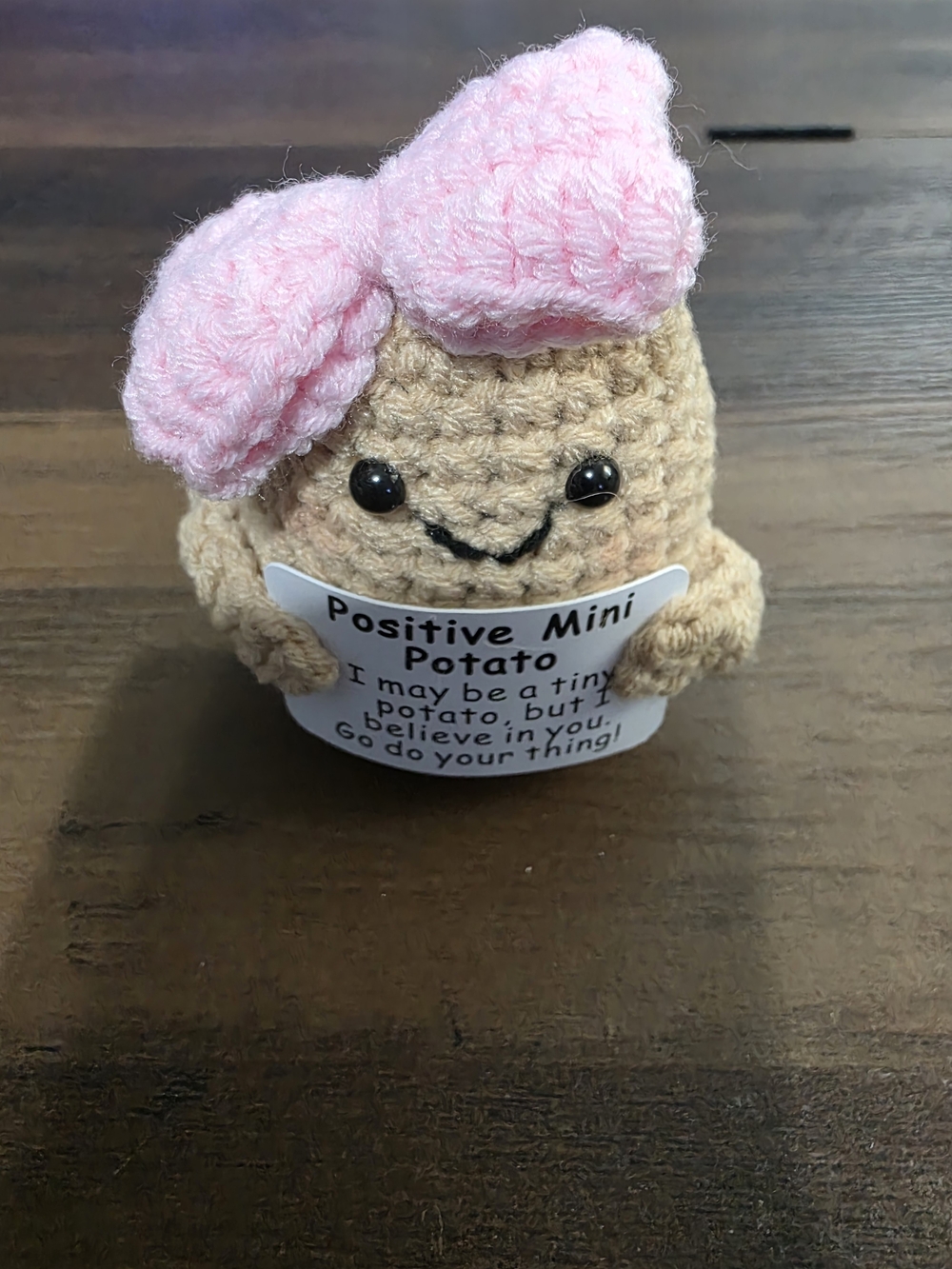 Positive Mini Potato Plush for Small Pets - Pink Bow